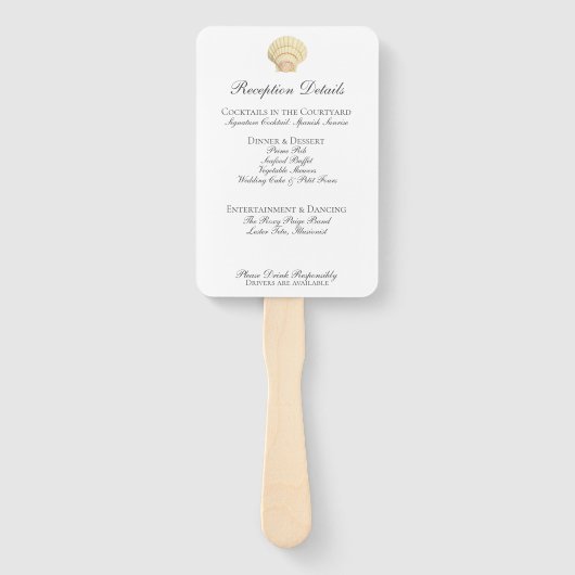  Seashell bruiloft programma Menu Combinatie Handwaaier (Achterkant)