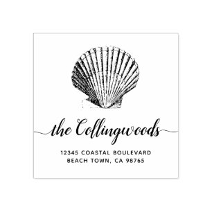 Seashell Calligraphy Family Return-adres Rubberstempel