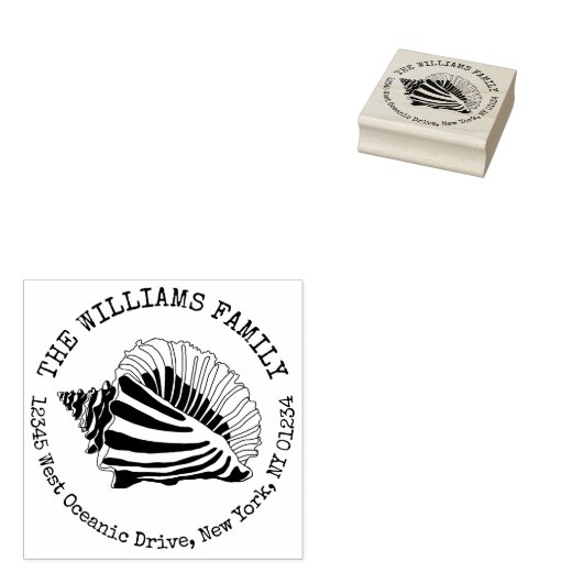 Seashell Coastal Creëer Uw eigen retouradres Rubberstempel (Gestempeld)