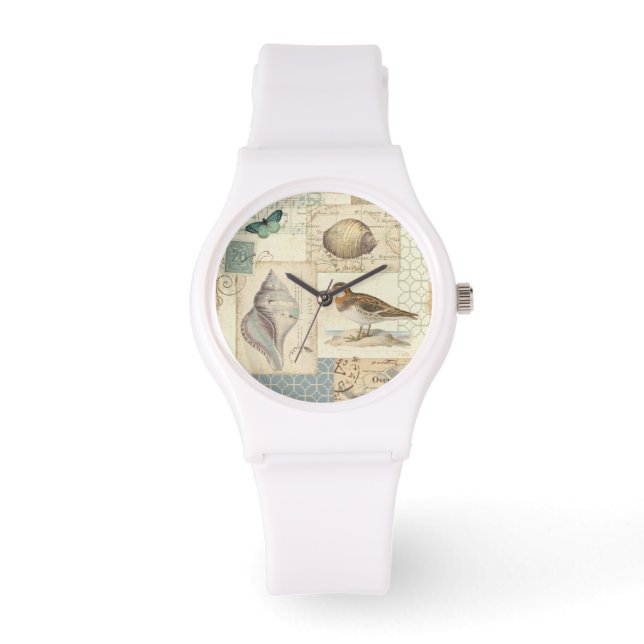Seashell Collage Horloge (Voorkant)