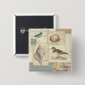 Seashell Collage Vierkante Button 5,1 Cm (Voorkant /achterkant)