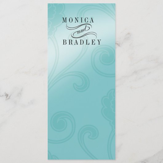 Seashell Dreams Beach Wedding Menu aqua (Achterkant)