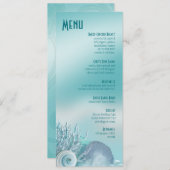 Seashell Dreams Beach Wedding Menu aqua (Voorkant / Achterkant)