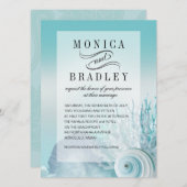 Seashell Dreams Faux Vellum Overlay aqua Kaart (Voorkant / Achterkant)