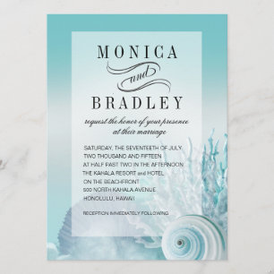 Seashell Dreams Faux Vellum Overlay aqua Kaart