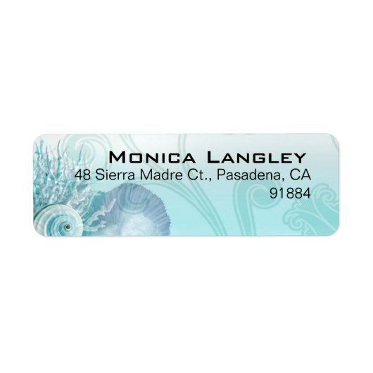 Seashell Dreams Strand Bruiloft aqua Etiket (Voorkant)