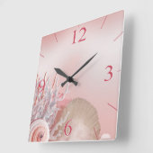 Seashell Dreams Tropical Beach | Roze Vierkante Klok (Hoek)