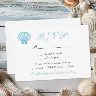 Seashell Elegant Nautisch Strand Kustbruiloft RSVP Kaartje