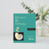 Seashell en harten, strand bruiloft dank u briefkaart (Staand voorkant)