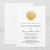 Seashell Faux Gold Foil | Ocean Wedding Kaart (Voorkant / Achterkant)