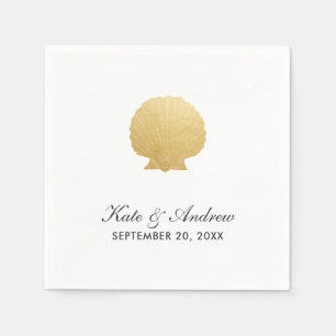 Seashell Faux Gold Foil   Ocean Wedding Servet