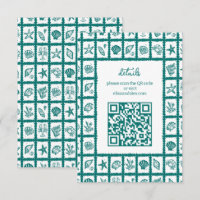 Seashell Grid Beach Wedding AANGEPASTE QR-code