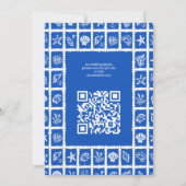 Seashell Grid Beach Wedding AANGEPASTE QR-code Kaart (Achterkant)