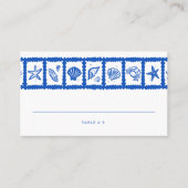 Seashell Grid Beach Wedding CUSTOM Plaatskaartje (Voorkant)