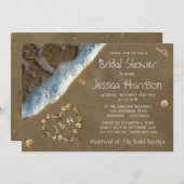 Seashell Heart Beach Invitations de douche nuptial (Devant / Derrière)