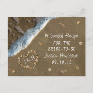 Seashell Heart Beach Vrijgezellenfeest Recipcards Uitnodiging Briefkaart