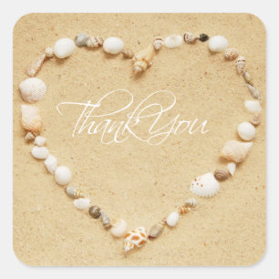 Seashell Heart Bedankt Vierkante Sticker