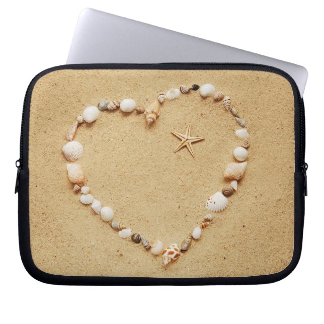Seashell Heart met Starfish Laptop Sleeve (Voorkant)