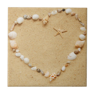 Seashell Heart met Starfish Tegeltje