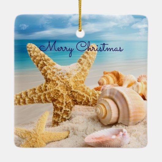 Seashell-kerstversiering Keramisch Ornament (Achterkant)