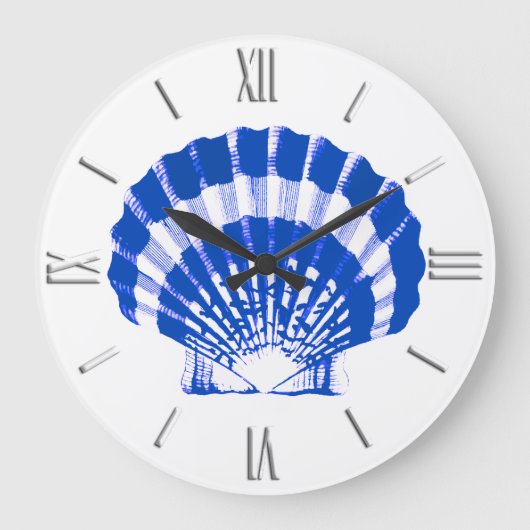 Seashell - kobalt blauw en wit grote klok (Voorkant)