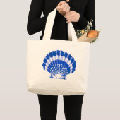 Seashell - kobalt blauw en wit grote tote bag (Voorkant (product))