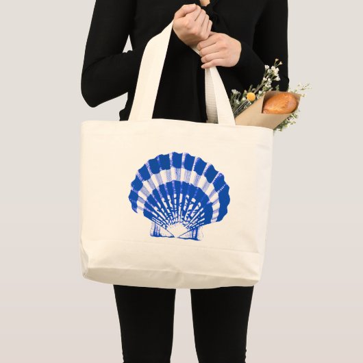Seashell - kobalt blauw en wit grote tote bag (Voorkant (product))