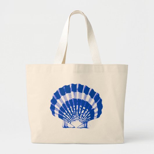 Seashell - kobalt blauw en wit grote tote bag (Voorkant)