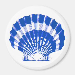 Seashell - kobalt blauw en wit magneet