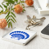 Seashell - kobalt blauw en wit sleutelhanger (Zijkant)