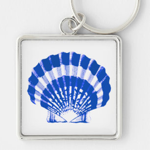 Seashell - kobalt blauw en wit sleutelhanger
