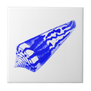 Seashell - kobalt blauw en wit tegeltje