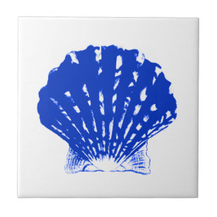 Seashell - kobalt blauw en wit tegeltje