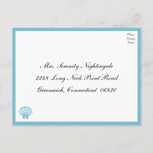 Seashell Kust Romantische Zomer Huwelijk RSVP Uitnodiging Briefkaart (Achterkant)