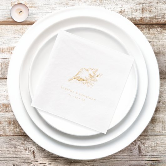 Seashell Kustbruiloft Folie Servetten (Insitu)