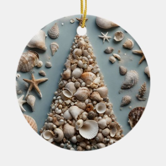 Seashell Kustkerstboom Keramisch Ornament (Voorkant)