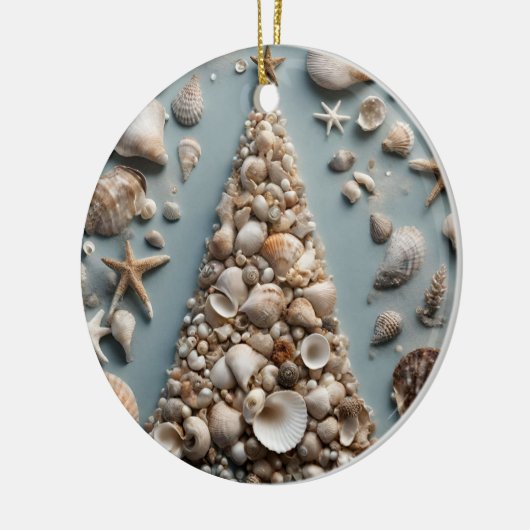 Seashell Kustkerstboom Keramisch Ornament (Links)
