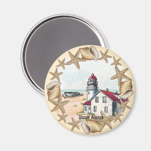 Seashell Lighthouse Magnet Magneet (Voorkant / Achterkant)