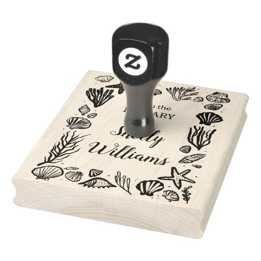 Seashell Lijst Custom Ex Libris Boekplaat Rubberstempel (Stempel)