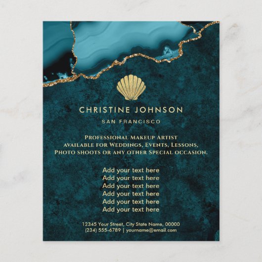 seashell - logo over blauwgroen ontwerp flyer (Voorkant)