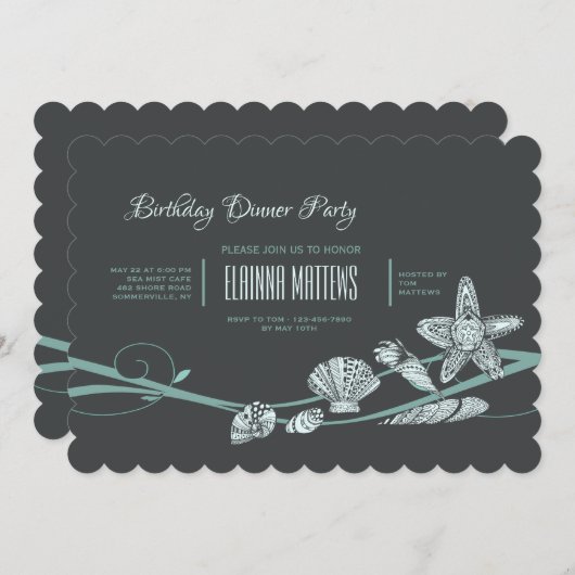 Seashell Medley uitnodiging (Voorkant / Achterkant)