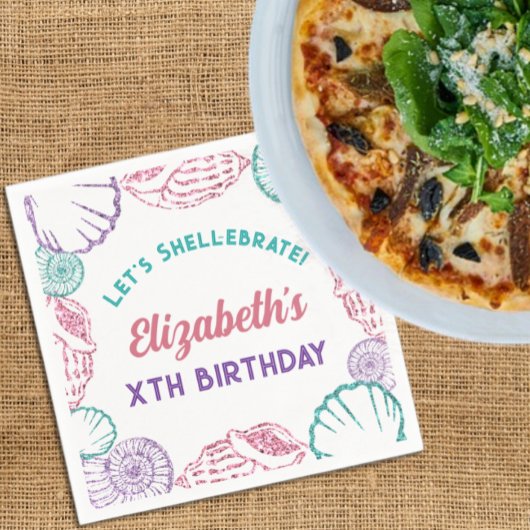 Seashell Meisjes verjaardag Servet