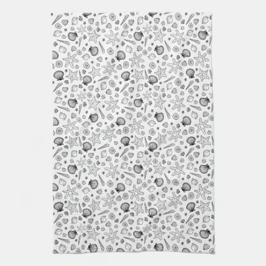 Seashell monochrome theedoek (Verticaal)