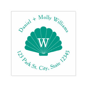 Seashell Monogram Adres Zelfinktende Stempel