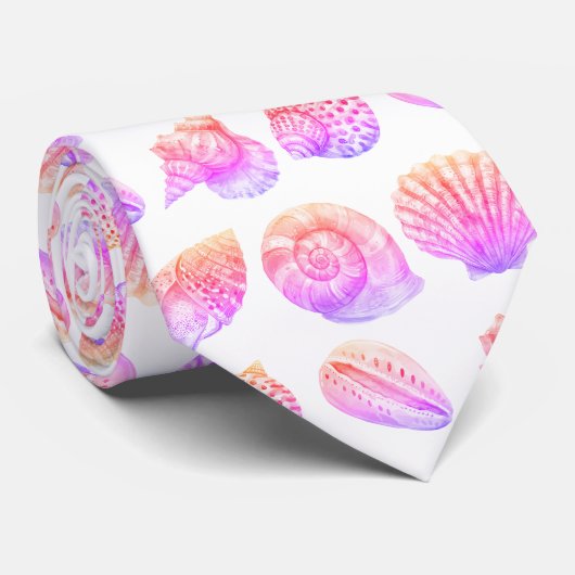 Seashell Ocean Nautical Pattern Neck Tie Stropdas (Opgerold)