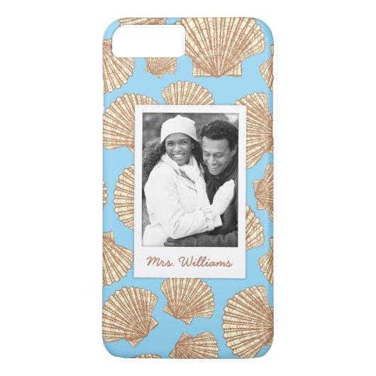  Seashell Patroon | Uw foto en naam Case-Mate iPhone Case (Achterkant)