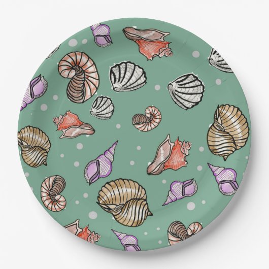 Seashell Pattern Papieren Bordje (Voorkant)
