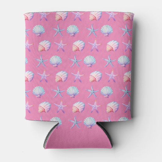 Seashell Pattern Pink Blikjeskoeler (Voorkant)