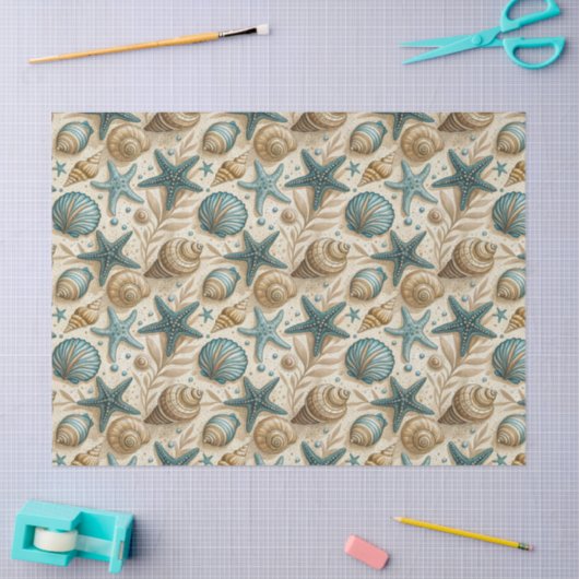 Seashell Pattern Tissue Paper Tissuepapier (Craft)