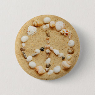 Seashell Peace Sign-Button Ronde Button 5,7 Cm